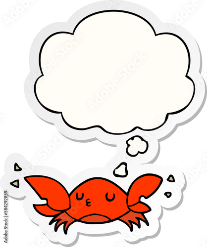 cartoon crab and thought bubble as a printed sticker © lineartestpilot