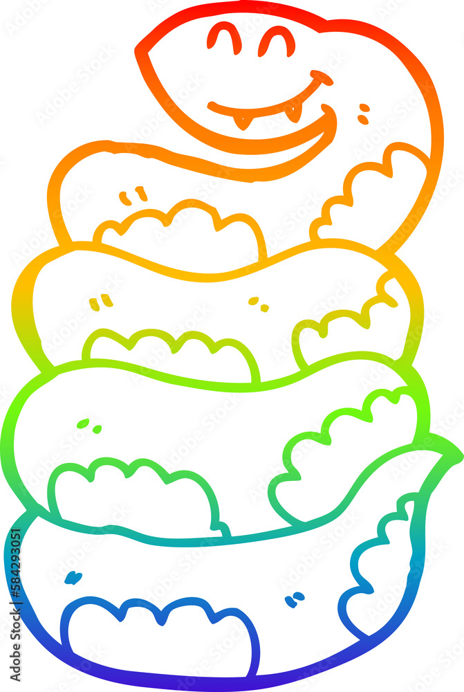 rainbow gradient line drawing cartoon snake rainbow gradient line drawing cartoon snake