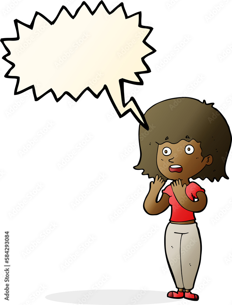 cartoon shocked woman with speech bubble cartoon shocked woman with speech bubble
