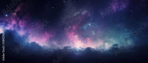 Space background banner, nebula and galaxies. Generative AI