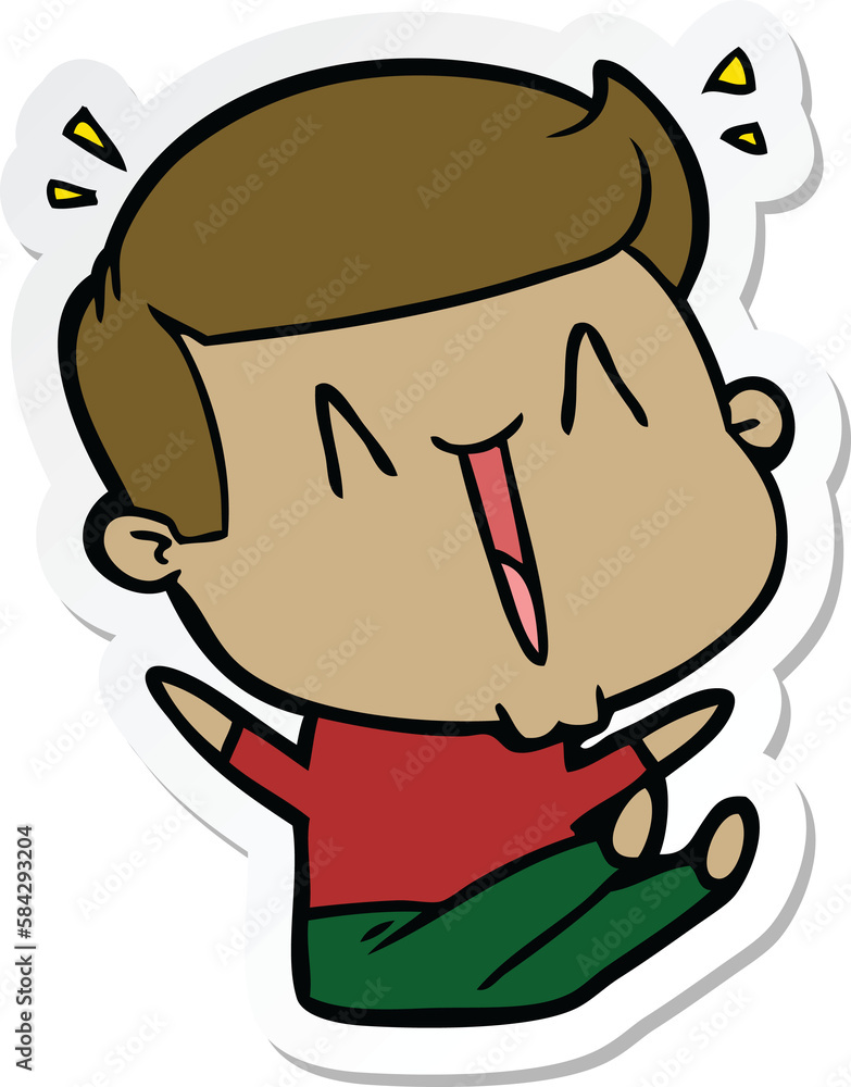 sticker of a cartoon happy man