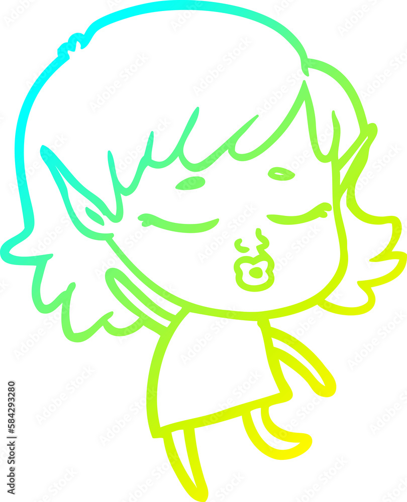 cold gradient line drawing pretty cartoon elf girl dancing cold gradient line drawing pretty cartoon elf girl dancing