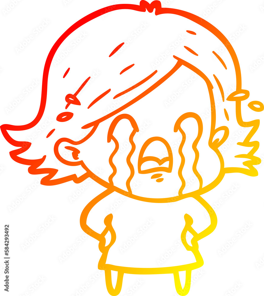 warm gradient line drawing cartoon woman crying warm gradient line drawing cartoon woman crying