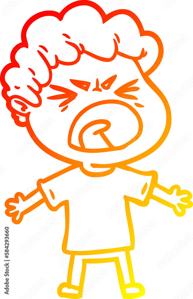 warm gradient line drawing cartoon furious man warm gradient line drawing cartoon furious man