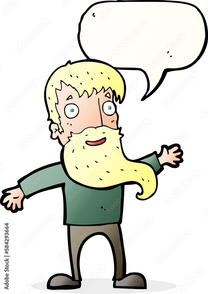 cartoon man with beard waving with speech bubble cartoon man with beard waving with speech bubble