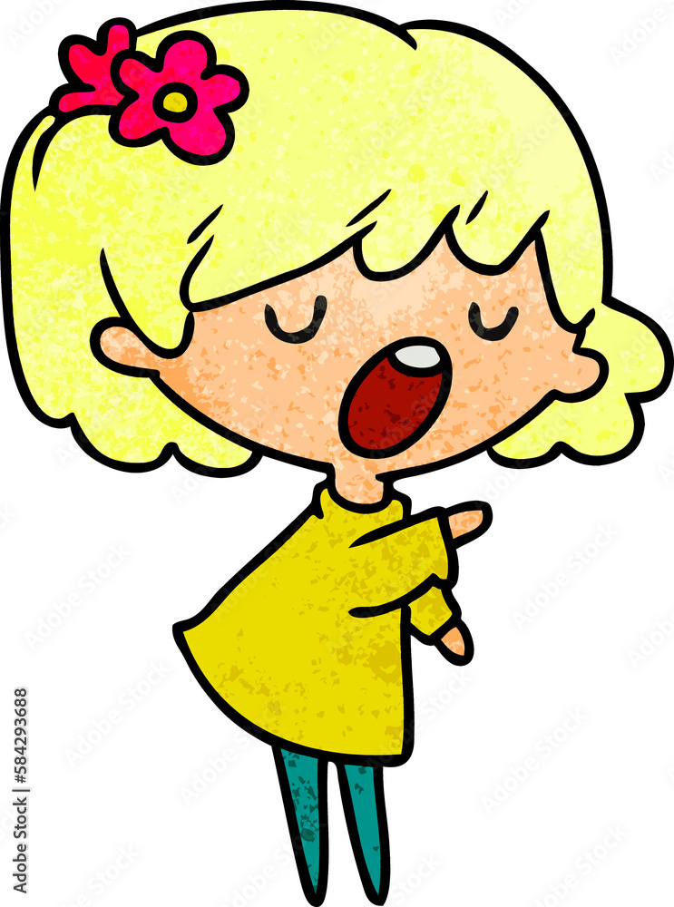 textured cartoon of a cute kawaii girl textured cartoon of a cute kawaii girl