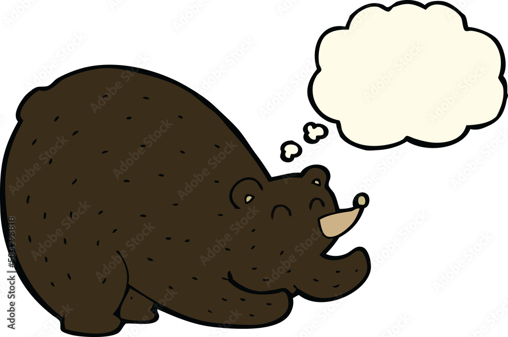 cartoon stretching black bear with thought bubble cartoon stretching black bear with thought bubble