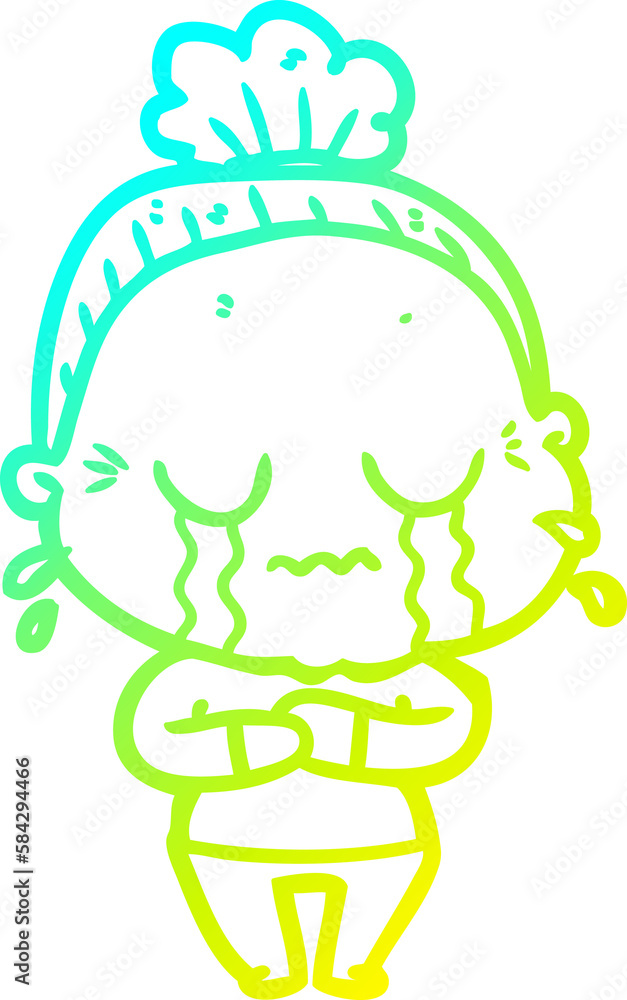 cold gradient line drawing cartoon crying old lady cold gradient line drawing cartoon crying old lady