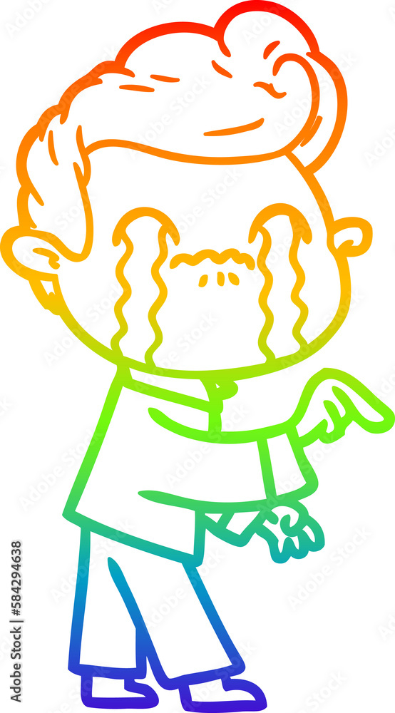 rainbow gradient line drawing cartoon man crying rainbow gradient line drawing cartoon man crying