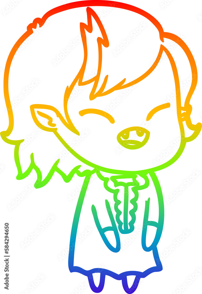 rainbow gradient line drawing cartoon laughing vampire girl rainbow gradient line drawing cartoon laughing vampire girl