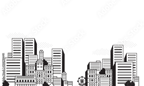 シンプルな街並みのイラスト
