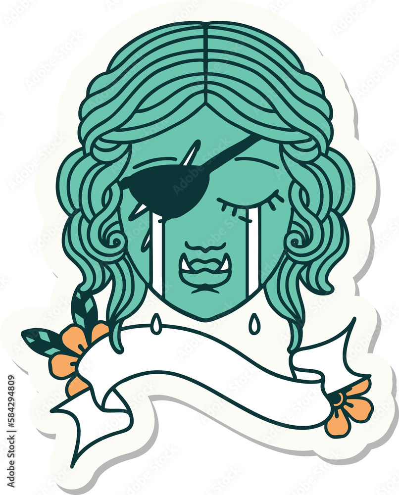 crying orc rogue character face sticker crying orc rogue character face sticker
