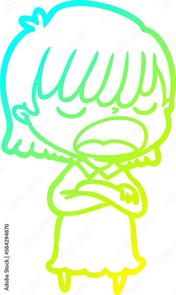 cold gradient line drawing cartoon woman talking loudly cold gradient line drawing cartoon woman talking loudly