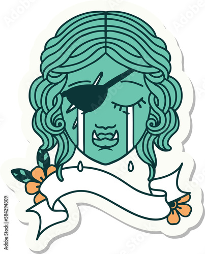 crying orc rogue character face sticker