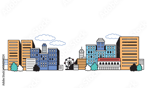 シンプルな街並みのイラスト
