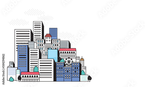 シンプルな街並みのイラスト
