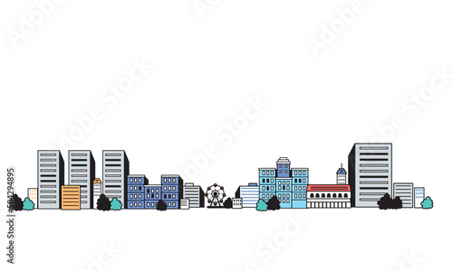 シンプルな街並みのイラスト
