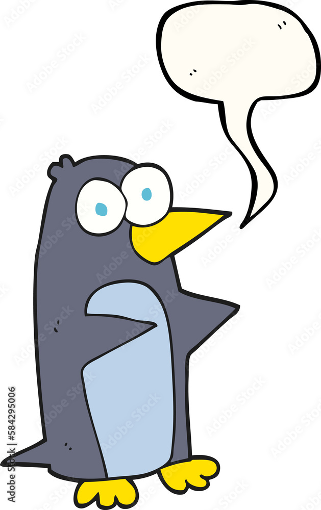 Obraz premium speech bubble cartoon penguin