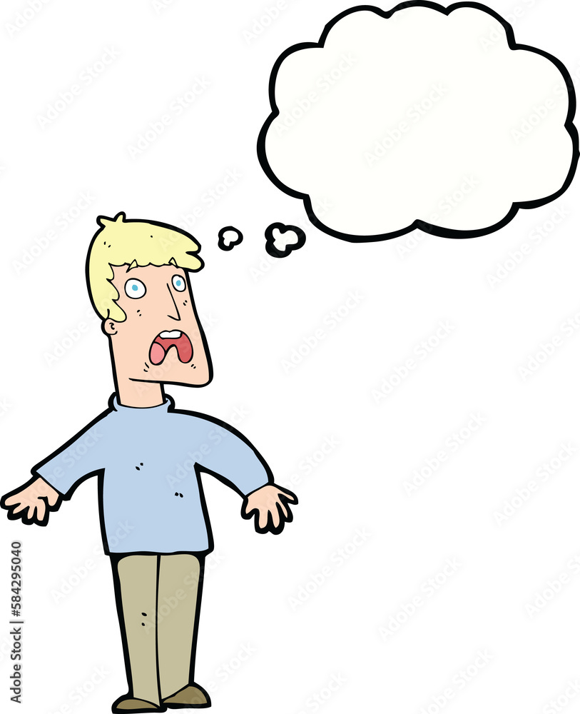 cartoon terrified man with thought bubble cartoon terrified man with thought bubble