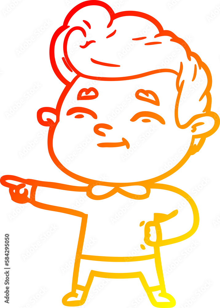 warm gradient line drawing happy cartoon man pointing warm gradient line drawing happy cartoon man pointing