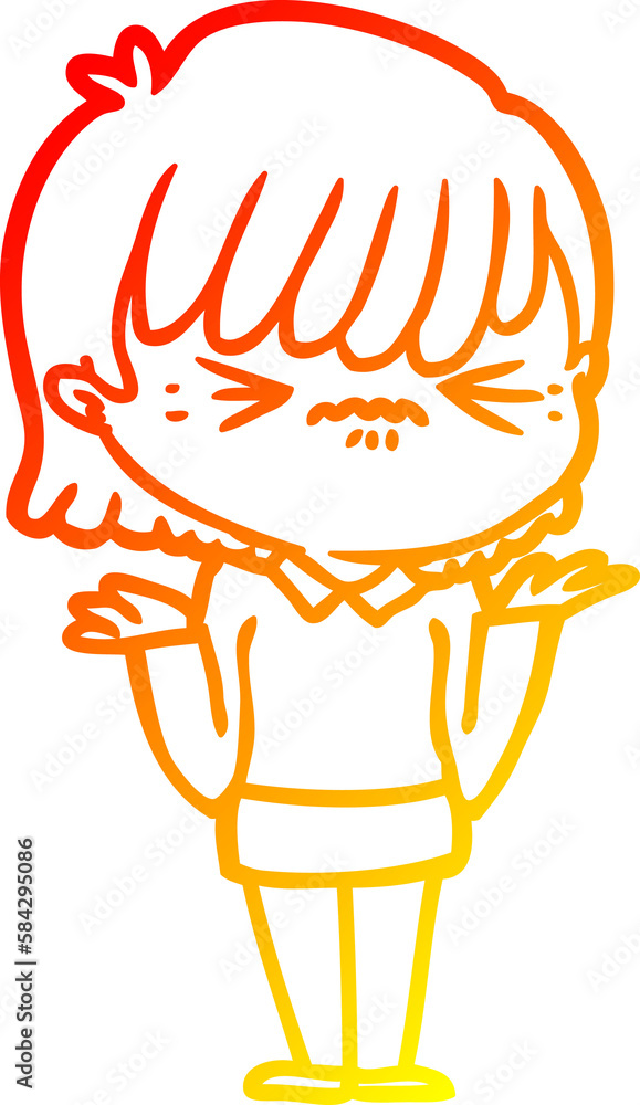 warm gradient line drawing annoyed cartoon girl warm gradient line drawing annoyed cartoon girl