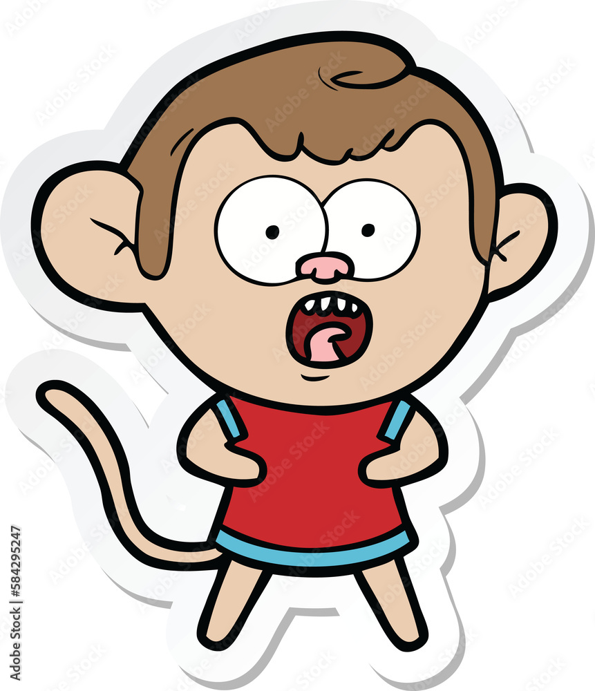 sticker of a cartoon shocked monkey