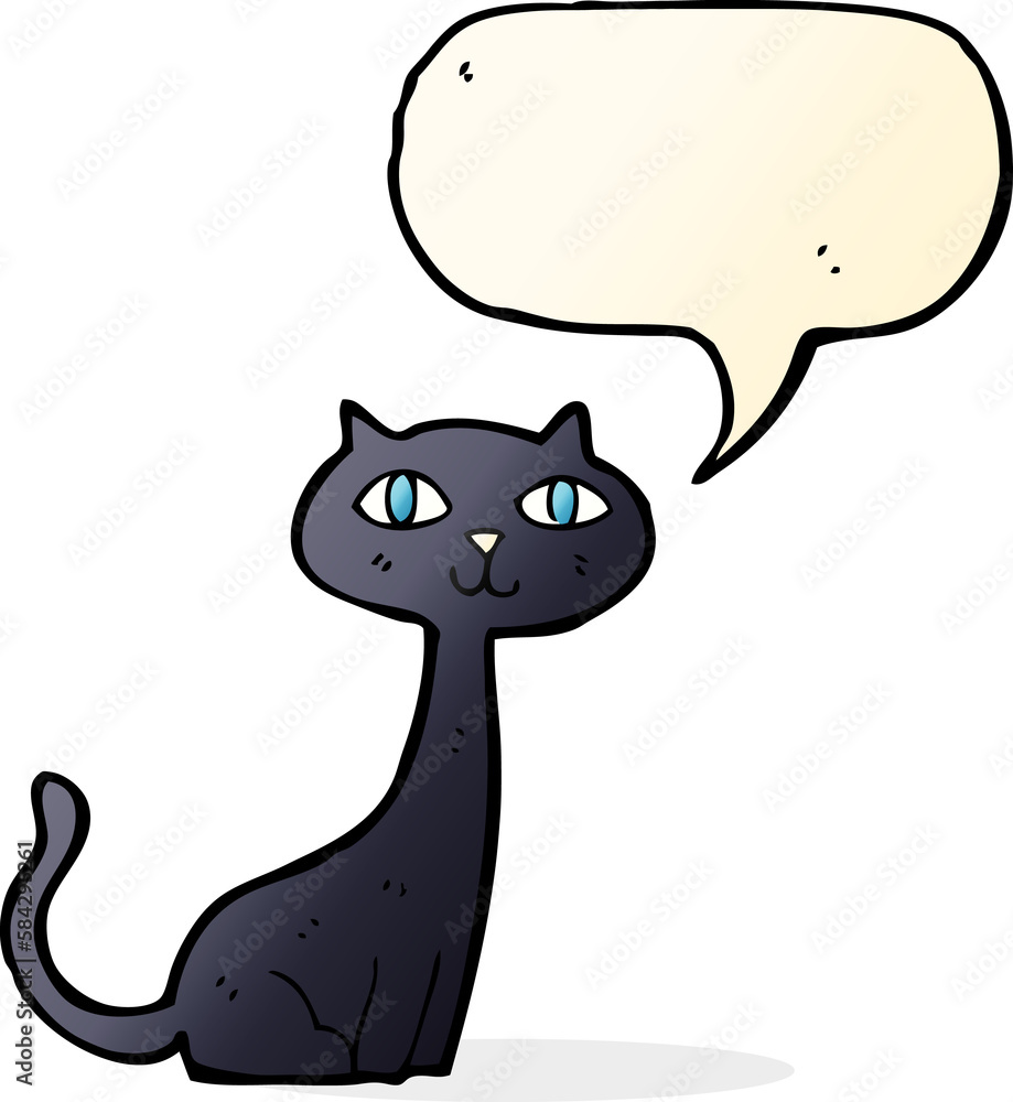 cartoon black cat with speech bubble cartoon black cat with speech bubble