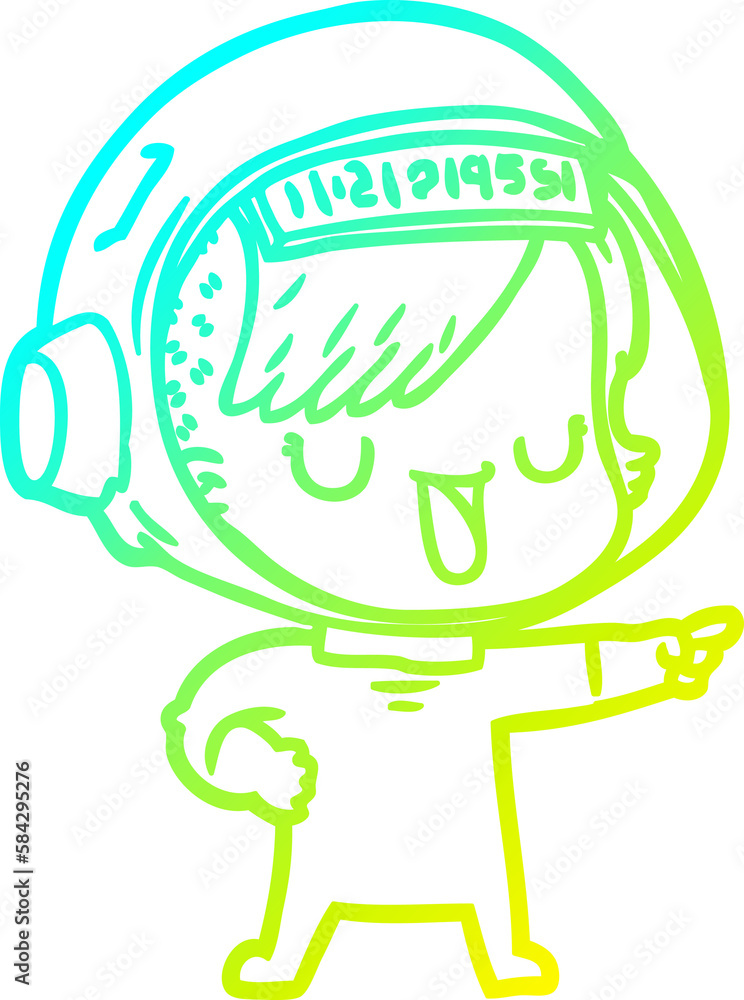 cold gradient line drawing cartoon astronaut woman cold gradient line drawing cartoon astronaut woman