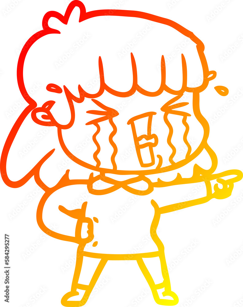 warm gradient line drawing cartoon woman in tears warm gradient line drawing cartoon woman in tears