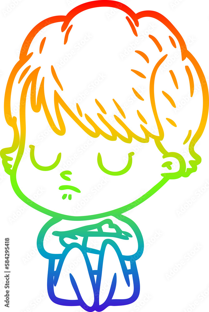 rainbow gradient line drawing cartoon woman rainbow gradient line drawing cartoon woman