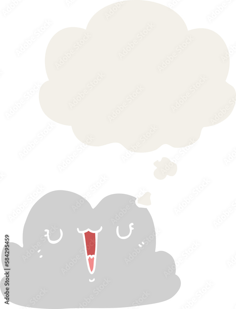 cute cartoon cloud and thought bubble in retro style cute cartoon cloud and thought bubble in retro style