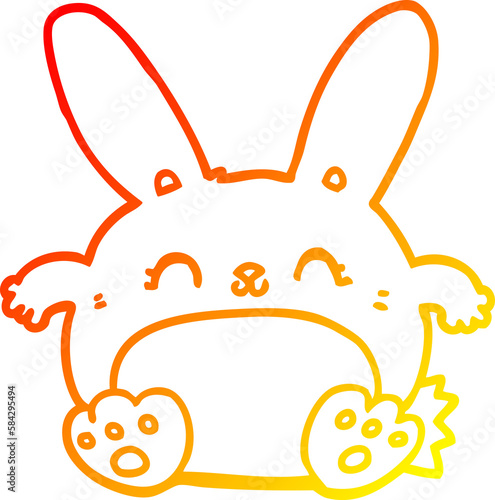 warm gradient line drawing cartoon rabbit