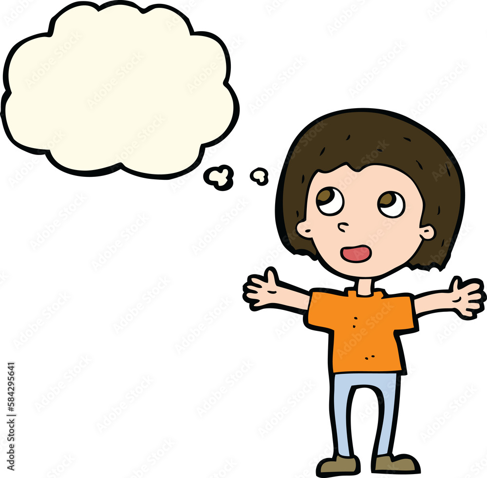 cartoon happy person with thought bubble cartoon happy person with thought bubble