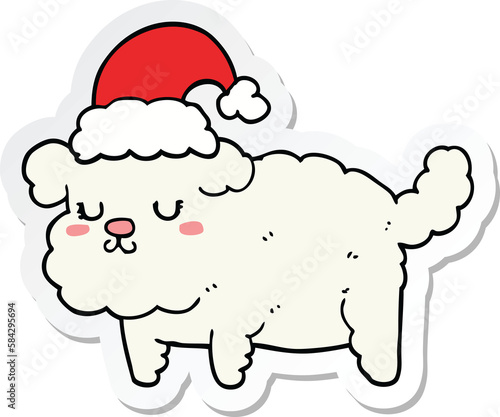 sticker of a cute christmas dog © lineartestpilot