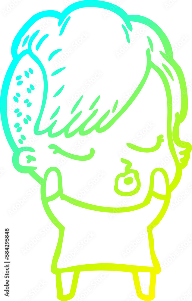 cold gradient line drawing cartoon pretty hipster girl cold gradient line drawing cartoon pretty hipster girl