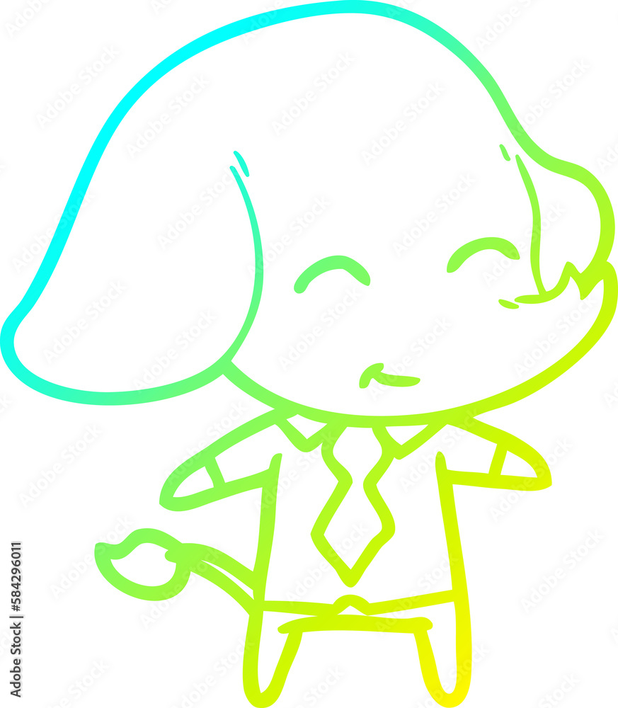 cold gradient line drawing cute cartoon boss elephant cold gradient line drawing cute cartoon boss elephant
