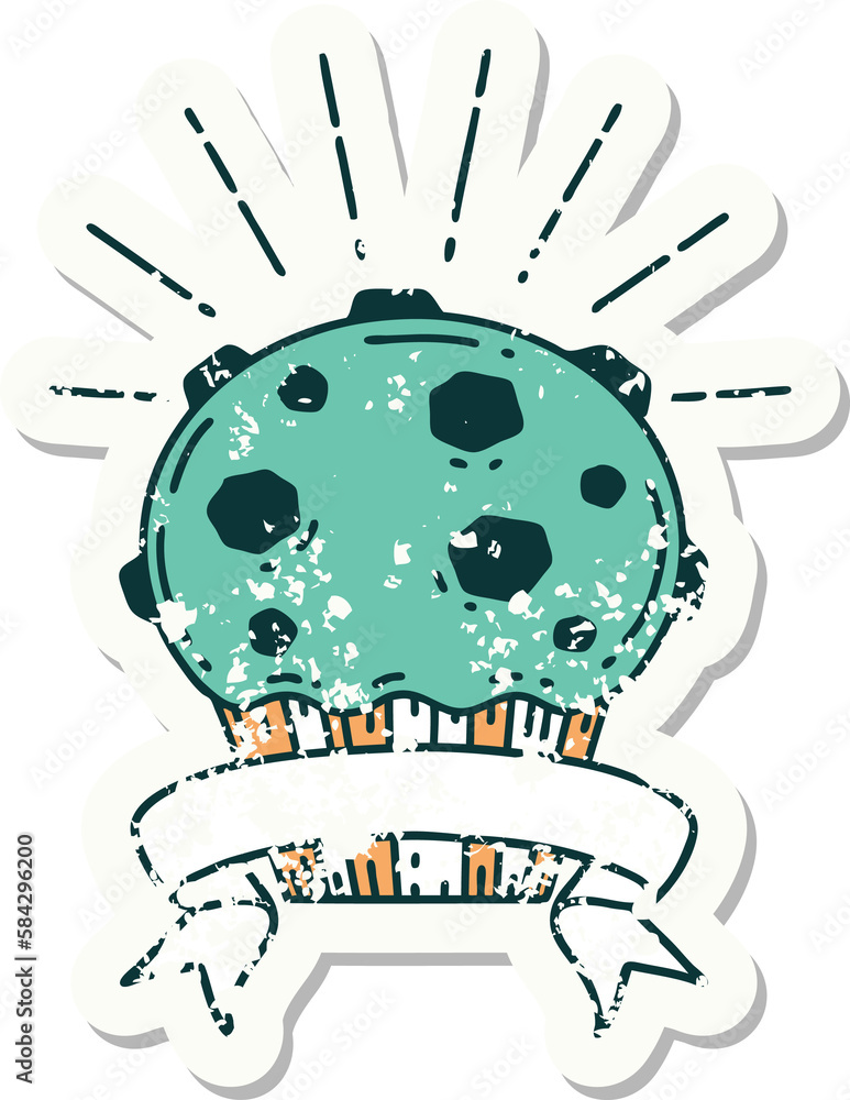 grunge sticker of tattoo style chocolate muffin grunge sticker of tattoo style chocolate muffin