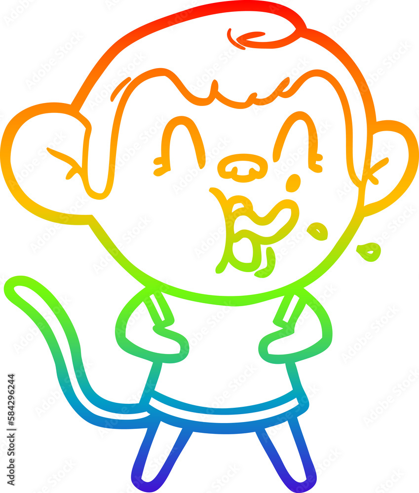 rainbow gradient line drawing crazy cartoon monkey rainbow gradient line drawing crazy cartoon monkey