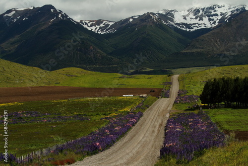 Une portion de la carretera austral (route australe du Chili) au printemps