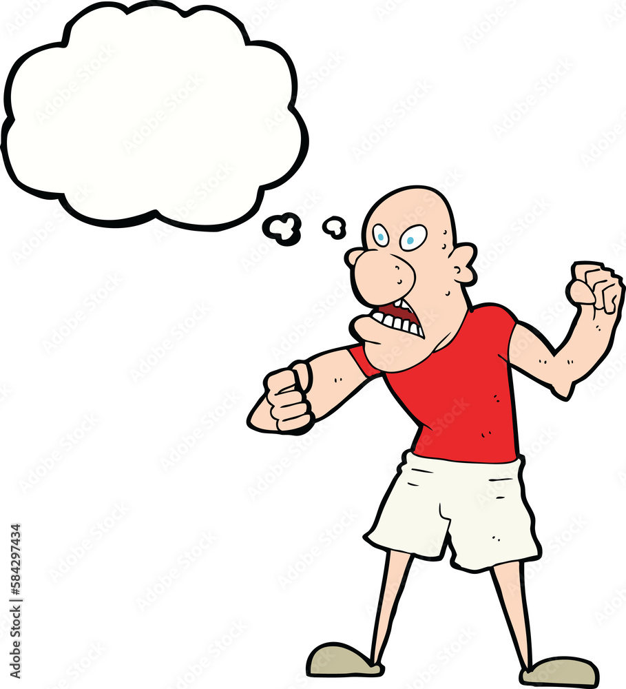 cartoon violent man with thought bubble cartoon violent man with thought bubble