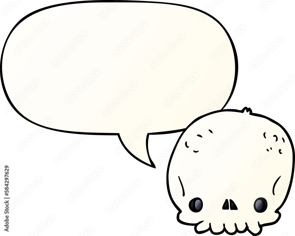 cartoon skull and speech bubble in smooth gradient style cartoon skull and speech bubble in smooth gradient style