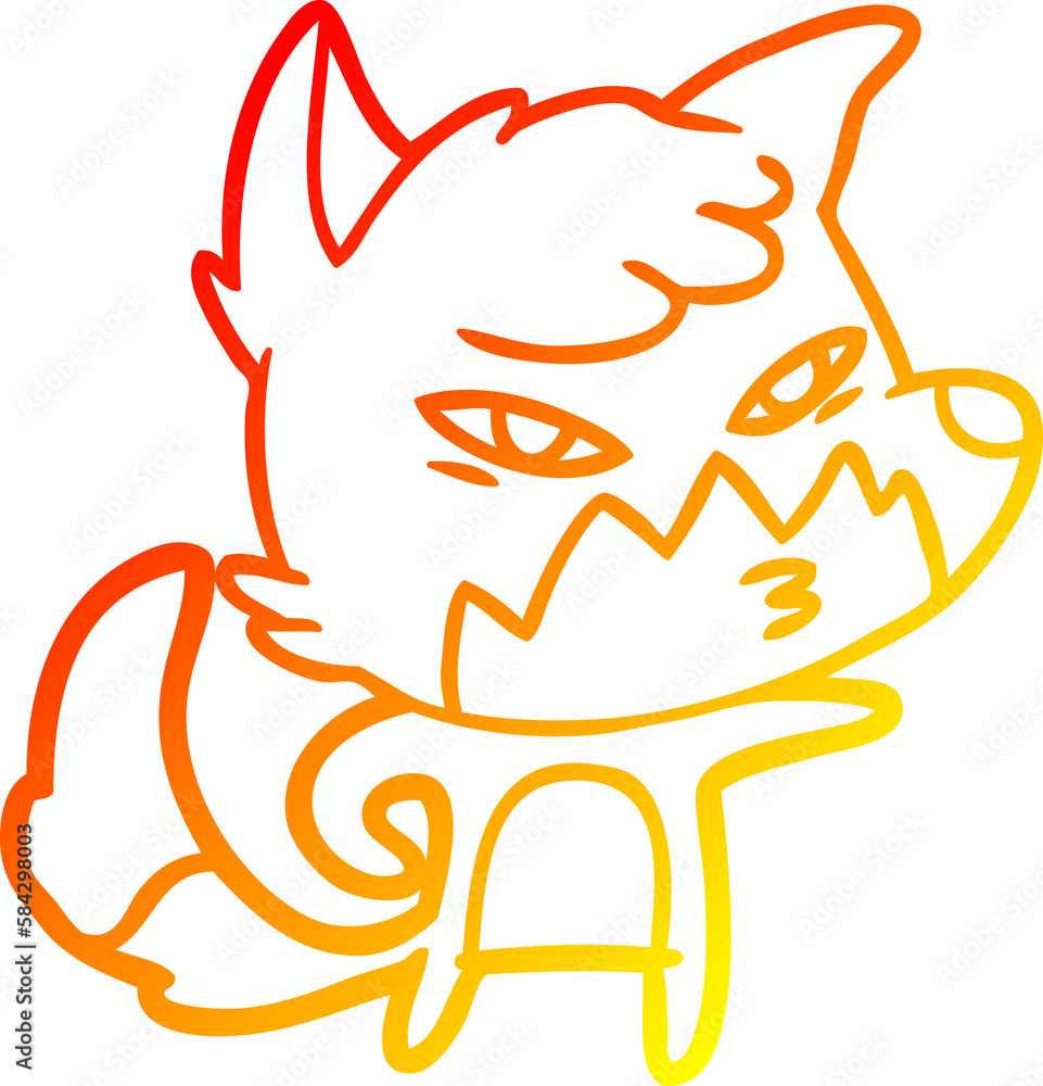 warm gradient line drawing clever cartoon fox warm gradient line drawing clever cartoon fox