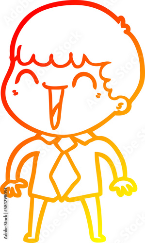 warm gradient line drawing cartoon happy man