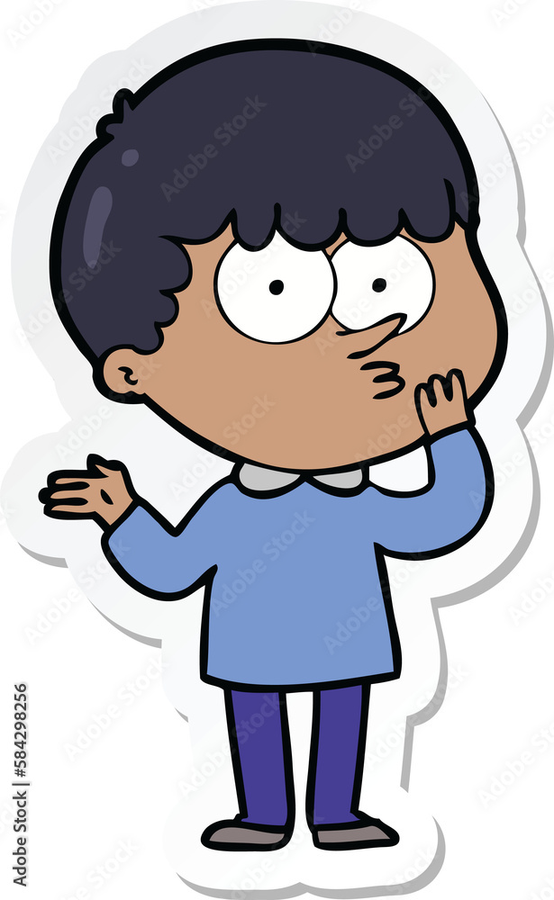 sticker of a cartoon curious boy sticker of a cartoon curious boy