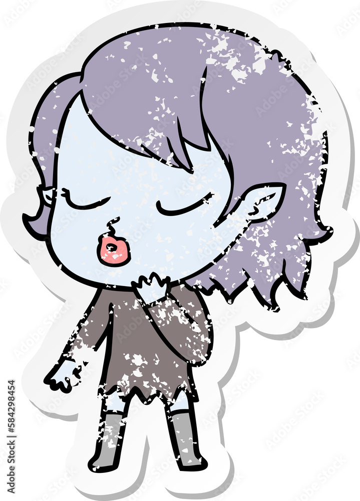 distressed sticker of a cute cartoon vampire girl distressed sticker of a cute cartoon vampire girl