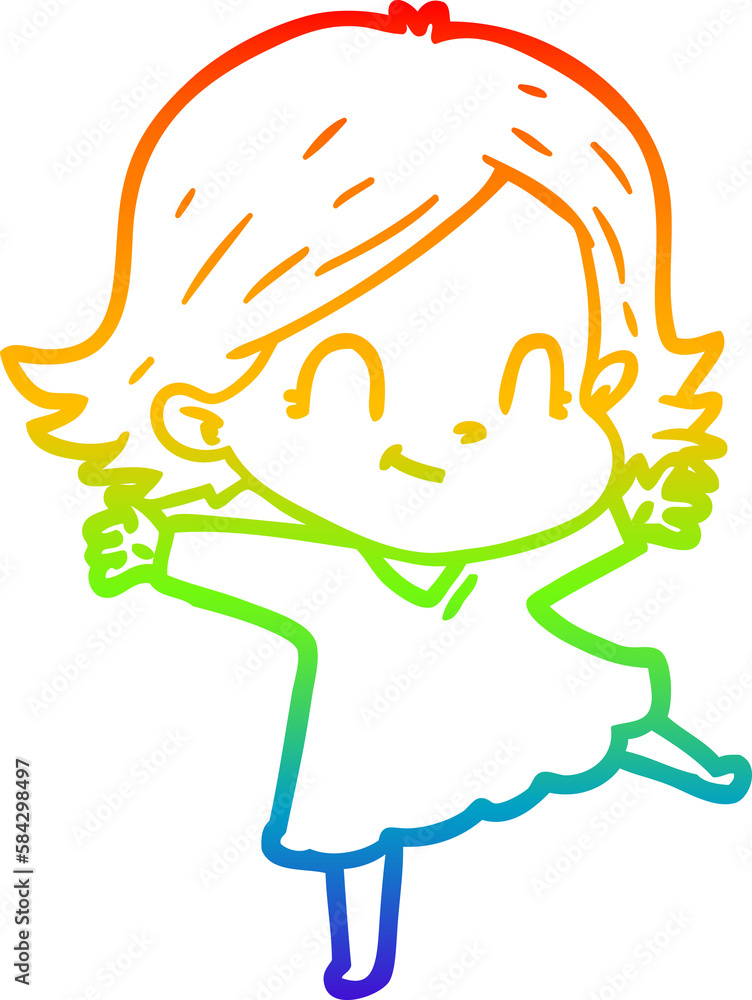 rainbow gradient line drawing cartoon friendly girl rainbow gradient line drawing cartoon friendly girl