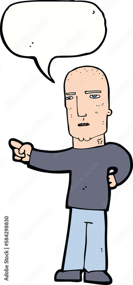 cartoon tough guy pointing with speech bubble cartoon tough guy pointing with speech bubble