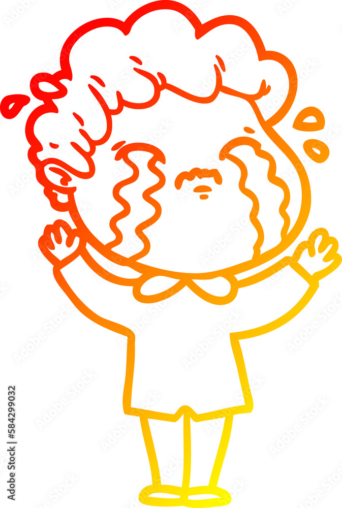 warm gradient line drawing cartoon man crying warm gradient line drawing cartoon man crying