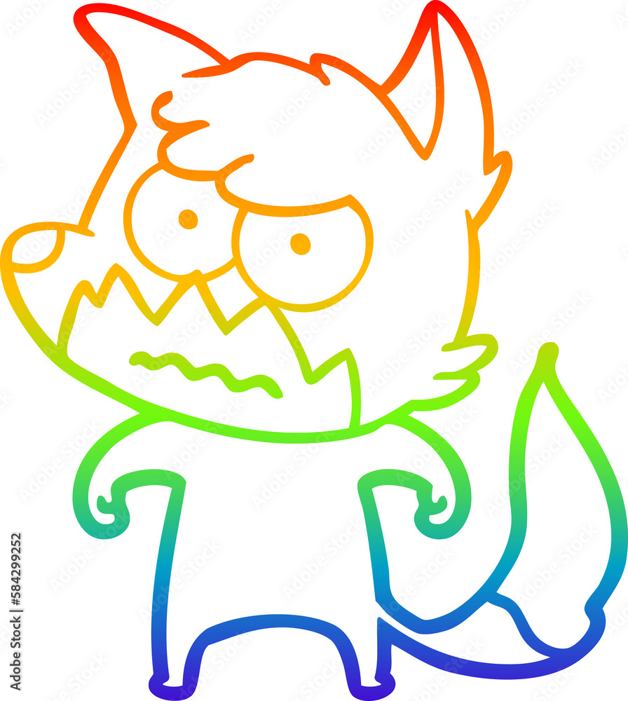 Obraz premium rainbow gradient line drawing cartoon annoyed fox
