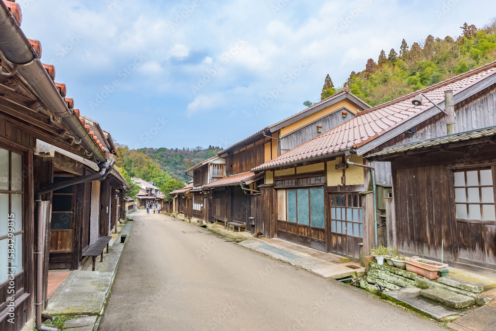 The mining settlement of Omori Ginzan in the Iwami Ginzan Silver Mine, UNESCO World Heritage Site, Shimane Prefecture, Japan. The mining settlement of Omori Ginzan in the Iwami Ginzan Silver Mine, UNESCO World Heritage Site, Shimane Prefecture, Japan.